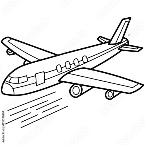 airplane travel transport line isolated icon