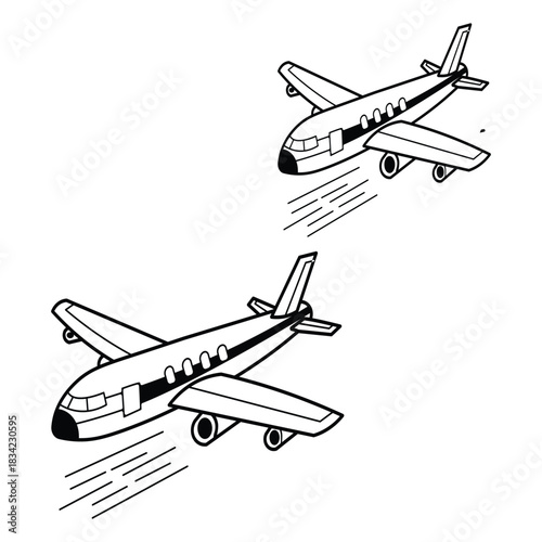 Airplane two sign icon on a isolated white background