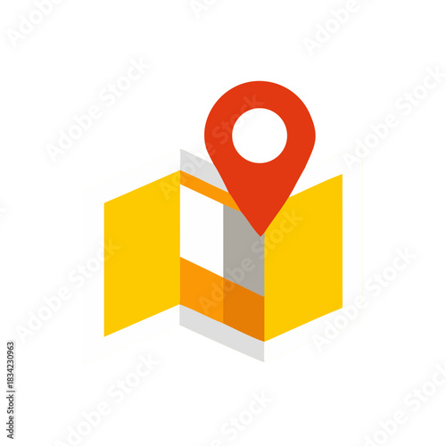 Free Download Folded map with a red location pin icon - GFXLoad