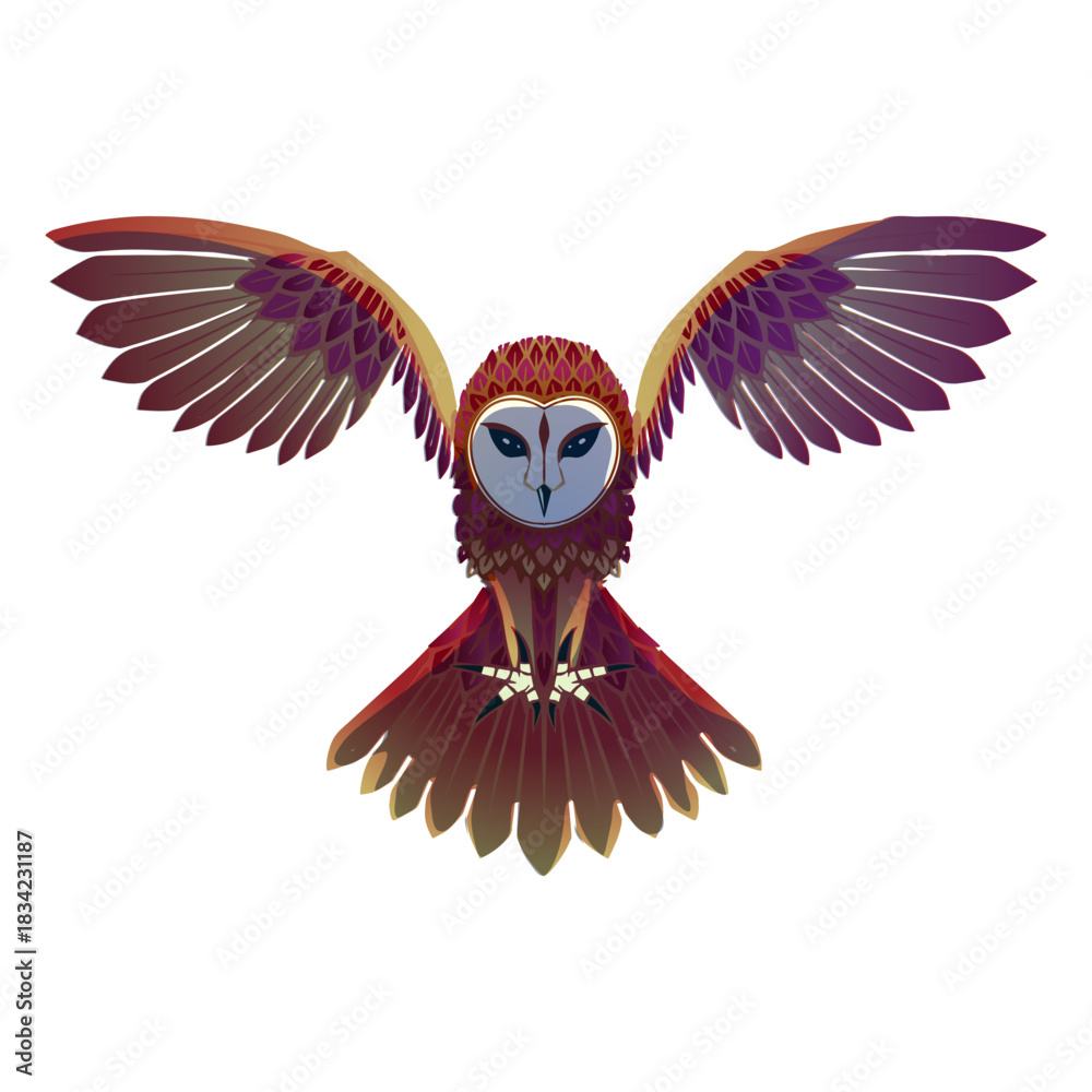 Obraz premium Flying barn owl illustration