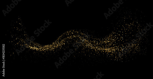 Vector Abstract Shiny Gold Glitter design element. Gold Glitter Dust. For New Year, Merry Christmas, Birthday and Wedding greeting card and invitation. Luxury Background design