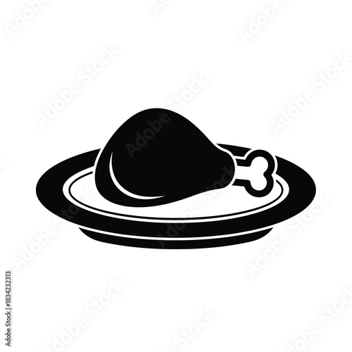 Roasted Chicken Leg on a Plate Icon chicken, leg, food, meat, poultry, roast, cooked