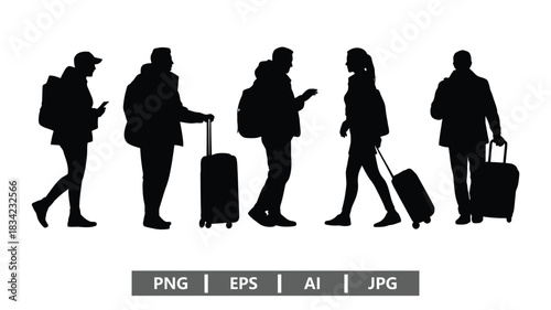 Diverse travelers with luggage walking confidently on their journey together