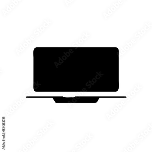 Illustration of a simple black laptop on a white background on transparent background