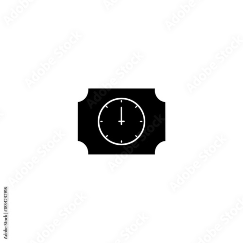 Illustration of a clock on a black ticket background art on transparent background