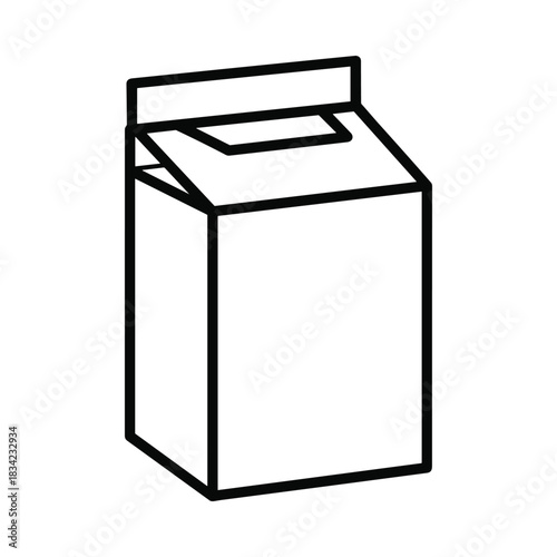 Simple outline drawing of a cardboard milk carton with a folded top