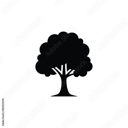 Tree Icon Black Silhouette tree, nature, plant, flora, organic, growth, life