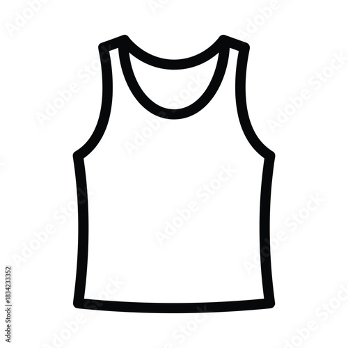 Simple outline icon of a white tank top shirt for fashion and apparel concepts