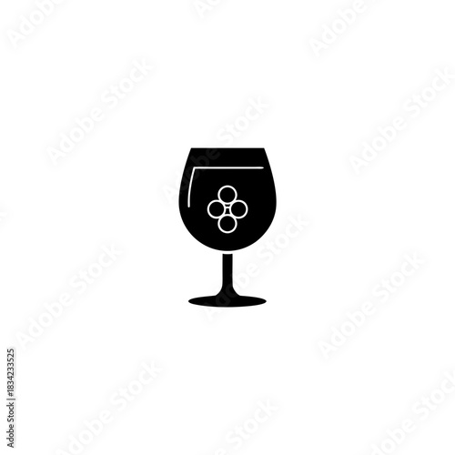 Illustration of a wine glass with bubbles inside it black on transparent background