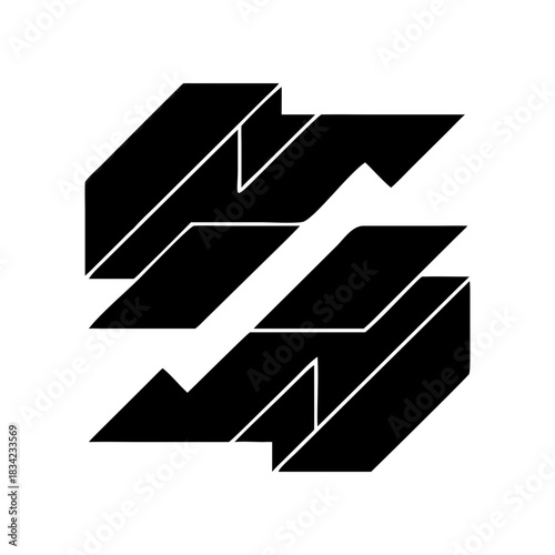 Abstract geometric shapes forming a symmetrical design on transparent background