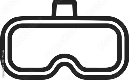 Diving mask sketch, hand drawn outline with simple bold lines. Vector illustration