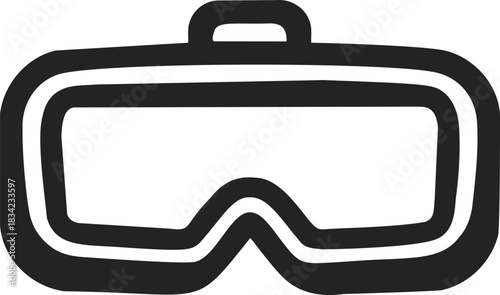 Diving mask sketch hand drawn icon, simple black outline, isolated on white. Vector illustration