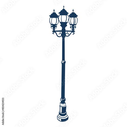 Blue vintage street lamps