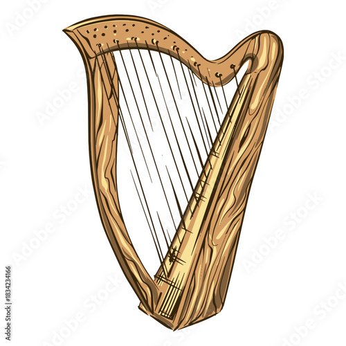 Celtic harp illustration