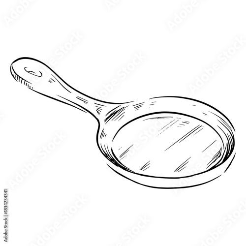 Frying pan hand drawn