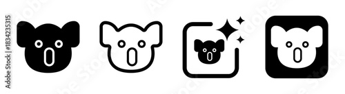Cola bear icon featuring a cute animal face design in a clean black transparent vector illustration