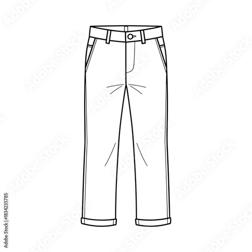Simple line drawing of a pair of rolled up casual pants on a white background