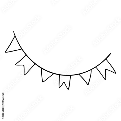 White pennants hand drawn