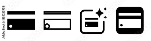 Credit card icon representing secure banking and online payments in a clean black transparent vector illustration