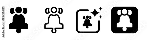 Christmas bell icon with jingle bells for holiday decoration in a clean transparent vector illustration