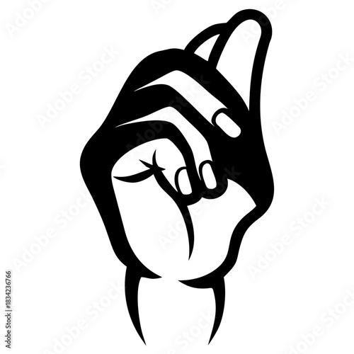 Hand covering or hiding an object silhouette vector illustration