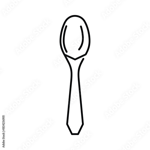 Simple outline drawing of a single spoon on a white background