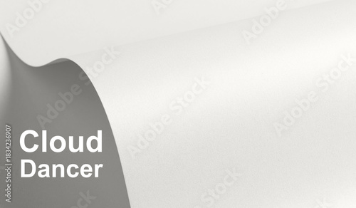 Cloud Dancer, textured gloss, white paper tint. Tranquil 2026 loft background..