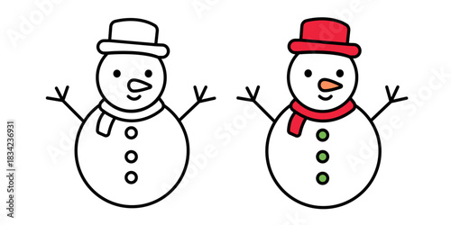 christmas snowman isolated on white background.