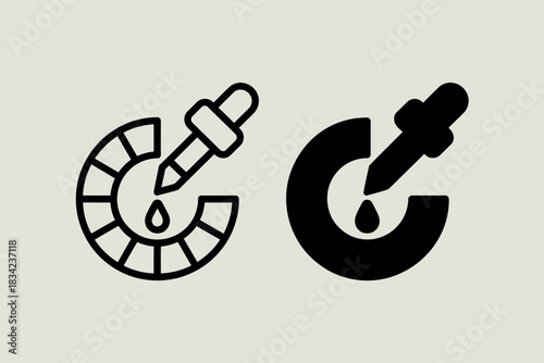 Color picker dropper tool icon set for design and art