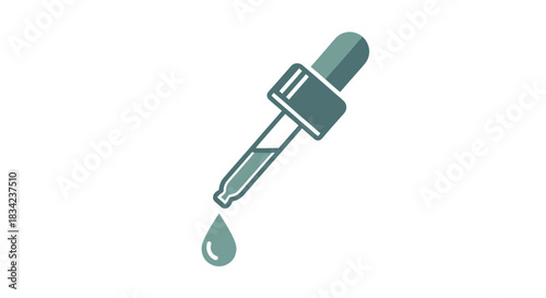 Dropper with a single drop of liquid falling.