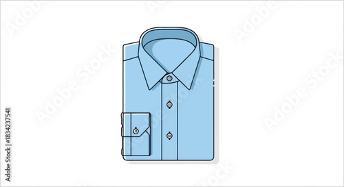 Folded Light Blue Dress Shirt with Collar and Cuffs.