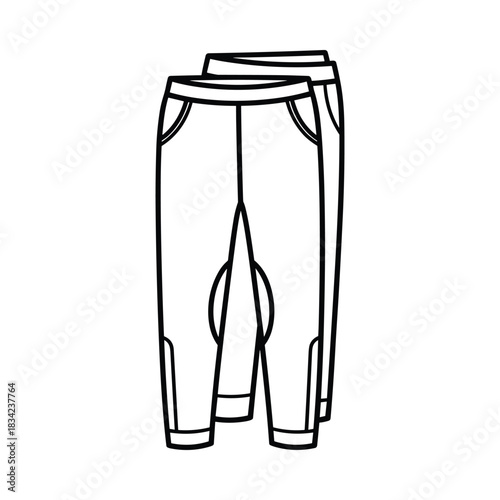 Simple line drawing of two pairs of children s pants or trousers