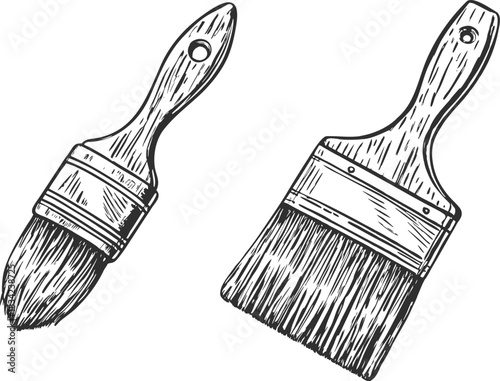 black and white paint brushes sketch clip art preview