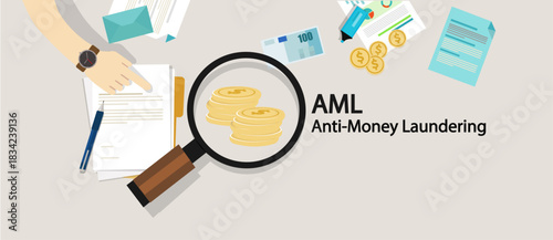 AML Anti-Money Laundering Concept: Financial Investigation Vector