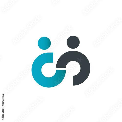 Modern Abstract Connected People Partnership Teamwork Logo Design Vector