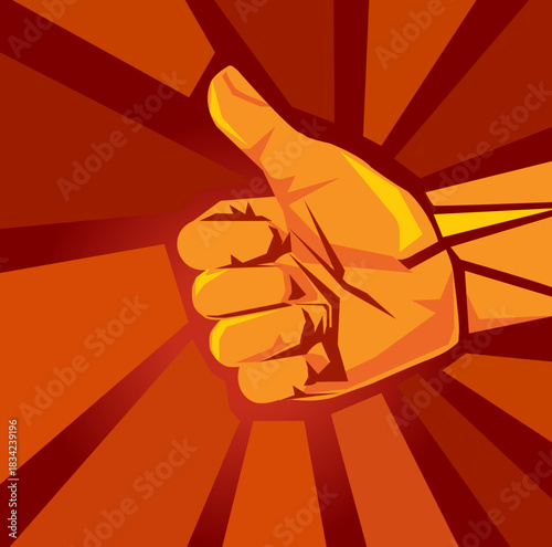 Retro Pop Art Style Hand Giving Thumbs Up Gesture
