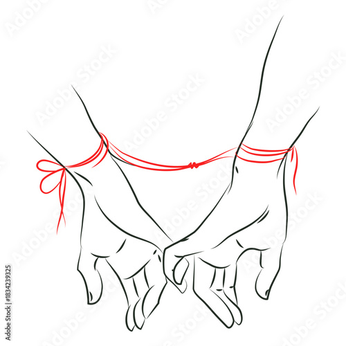 Red string on hands