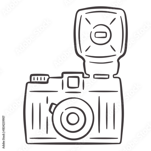 Flash vintage camera stroke icon