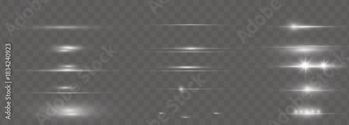 Set of spotlight shines on the stage, scene, podium. Bright lighting with spotlights. Spot lighting of the stage. Lens flash light effect from a lamp or spot.