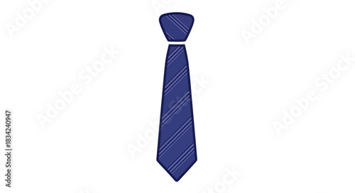 Elegant Blue Necktie with Geometric Pattern Isolated.