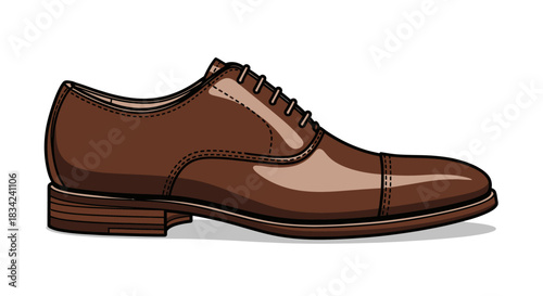 Classic Brown Leather Oxford Dress Shoe with Cap Toe.