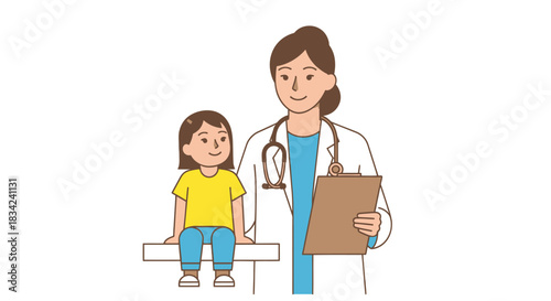 Smiling Pediatrician with Young Patient in Medical Examination.