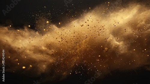 Explosion of Golden Particles in Dark Space A Stunning Visual Effect