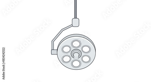 Surgical Operating Room Light Illustration with Multiple Bulbs.