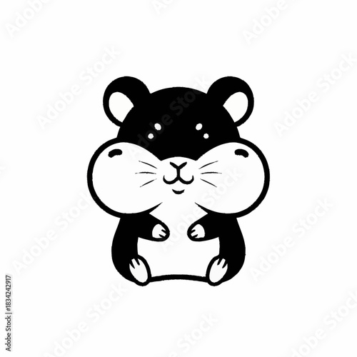 Adorable chubby cheeked hamster in a simple line art style.