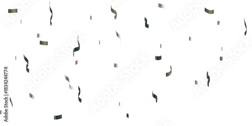 Abstract doted and confetti silver glitter particles splatter on transparent background. Luxury silver glitter confetti that floats down falling bokeh celebration background.	