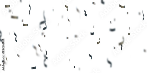 Abstract doted and confetti silver glitter particles splatter on transparent background. Luxury silver glitter confetti that floats down falling bokeh celebration background.	
