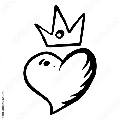 Heart with crown silhouette