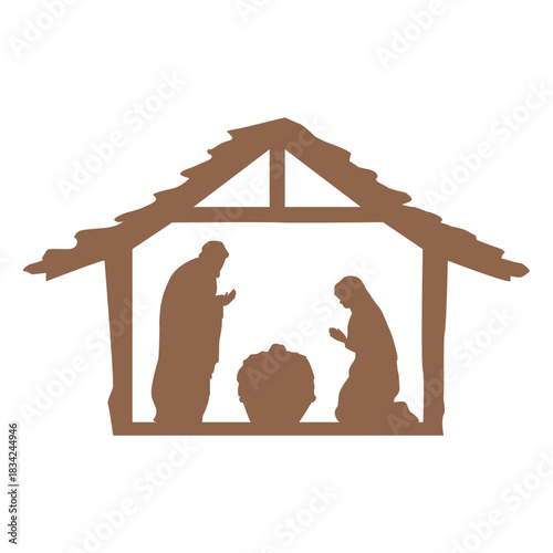 Nativity of jesus scene silhouette