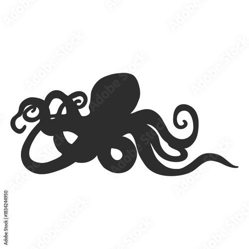 Octopus standing still silhouette